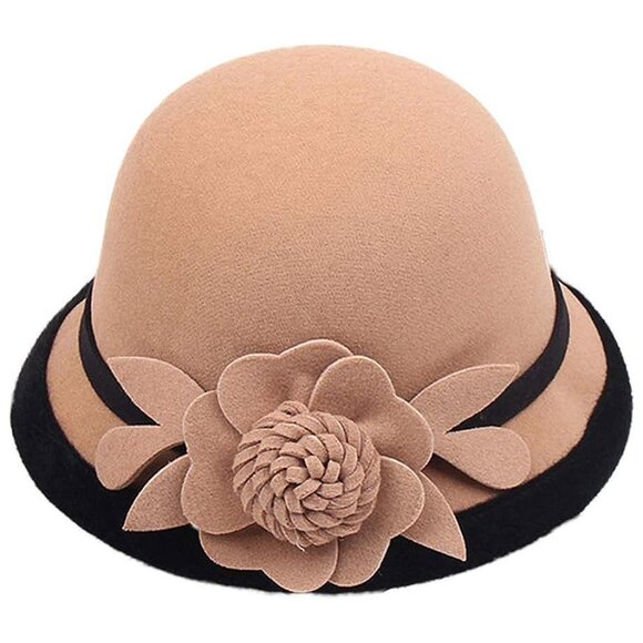 Women's Cloche Hat 1920s Winter Bucket Hat Vintage , A-brown
